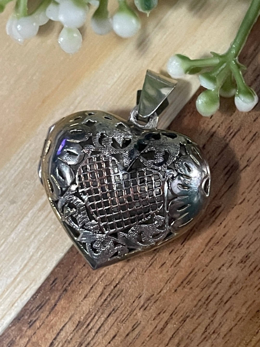 Sterling Silver Heart Locket Pendant - Silver